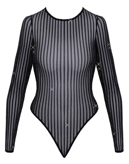 Fantasy by Cottelli Langarm-Body im Streifenlook mit Lurex, schwarz