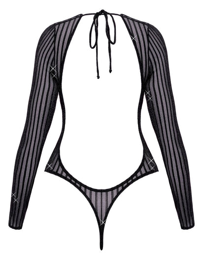 Fantasy by Cottelli Langarm-Body im Streifenlook mit Lurex, schwarz