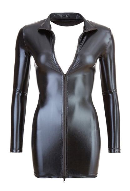 Cottelli Wetlook-Minikleid mit 2-Wege-Zip