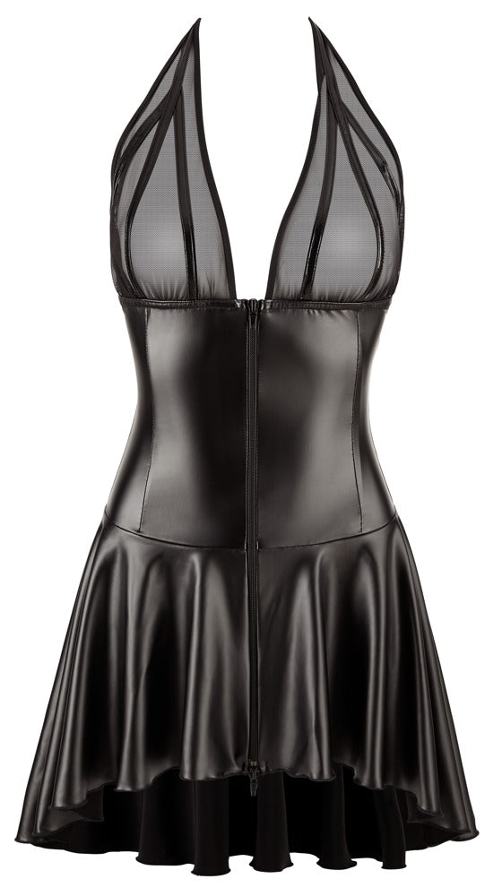 NOIR Wetlook-Minikleid mit Lack-Oberteil