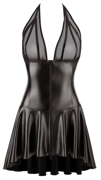 NOIR Wetlook-Minikleid mit Lack-Oberteil
