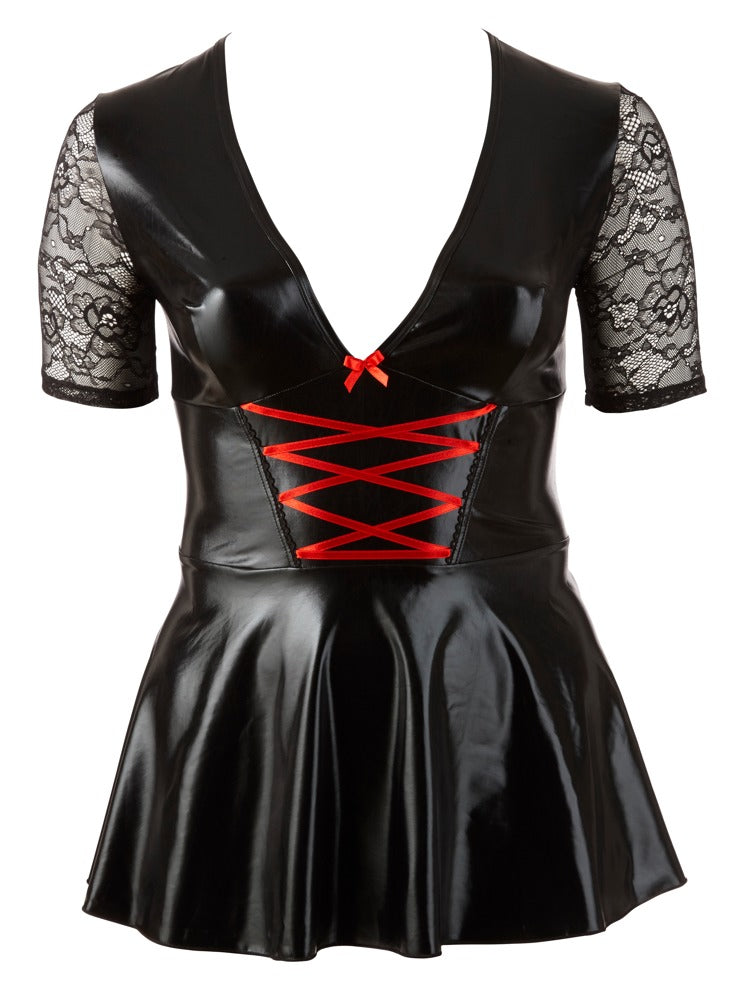 Cottelli Kleid mit Front-Schnürung und Spitzeneinsatz