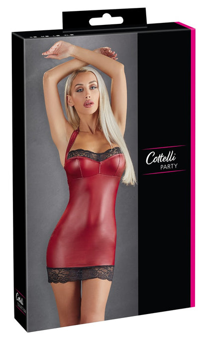 Cottelli Neckholderkleid im Mattlook mit Spitze, Rot