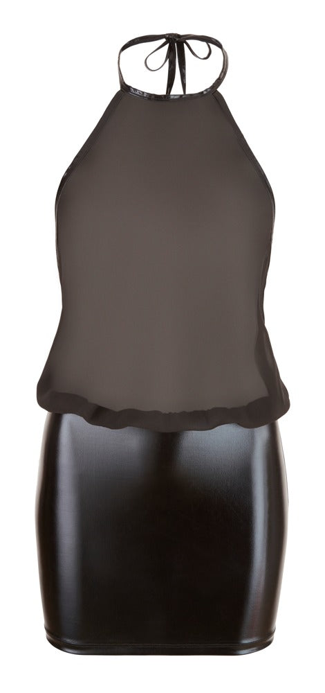 Cottelli Chiffon-Kleid mit Wetlook und Neckholder