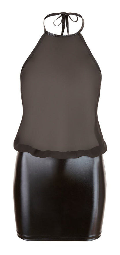 Cottelli Chiffon-Kleid mit Wetlook und Neckholder