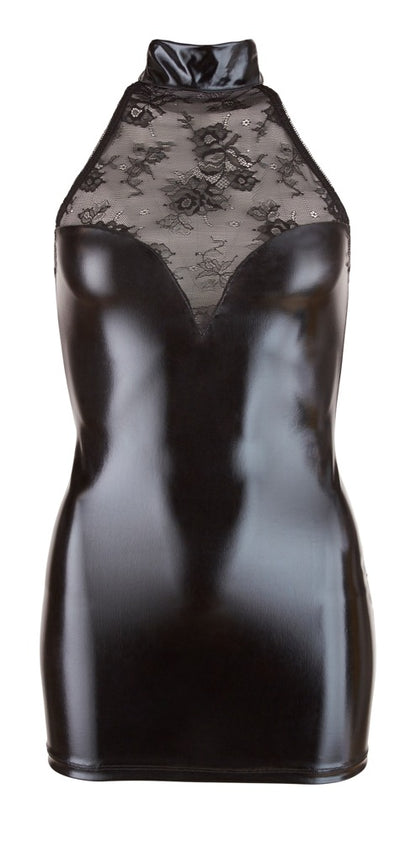 Cottelli Wetlook-Kleid mit Spitzeneinsätzen