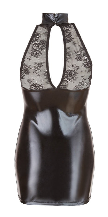 Cottelli Wetlook-Kleid mit Spitzeneinsätzen
