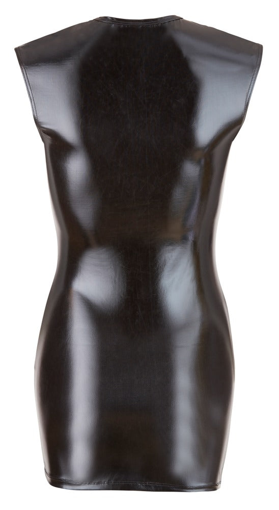Cottelli Wetlook-Kleid mit 2-Wege-Zip und tiefem Dekolleté