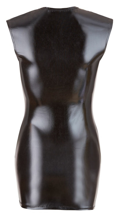 Cottelli Wetlook-Kleid mit 2-Wege-Zip und tiefem Dekolleté