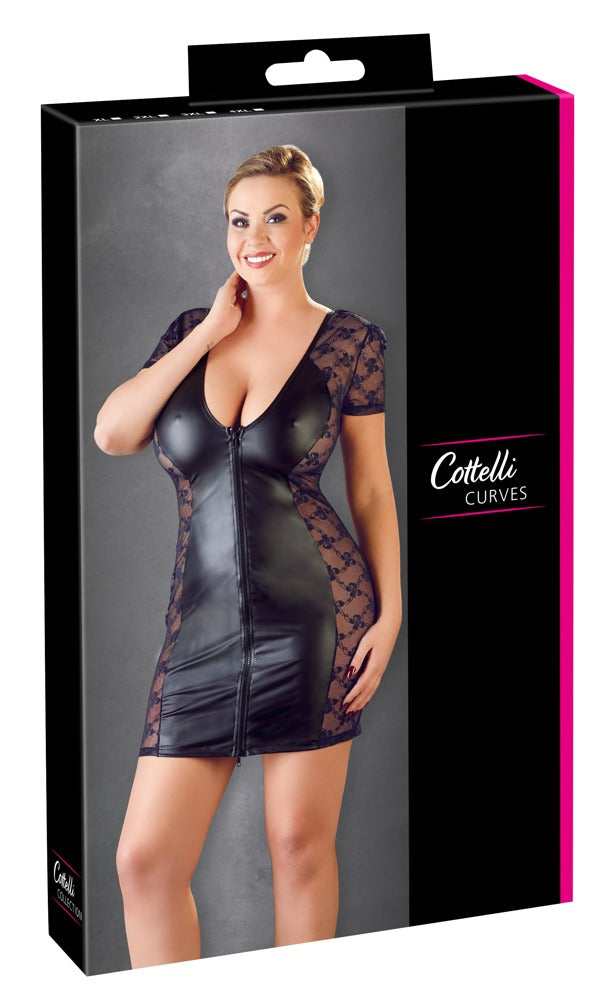 Cottelli tailliertes Kleid mit 2-Wege-Zip und Spitze