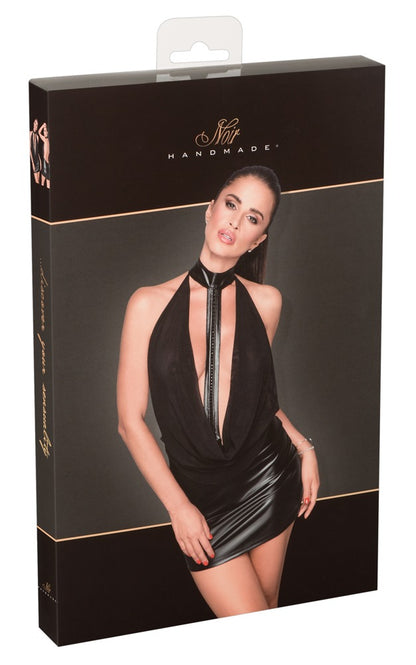 NOIR Wetlook-Minikleid mit Powernet-Oberteil