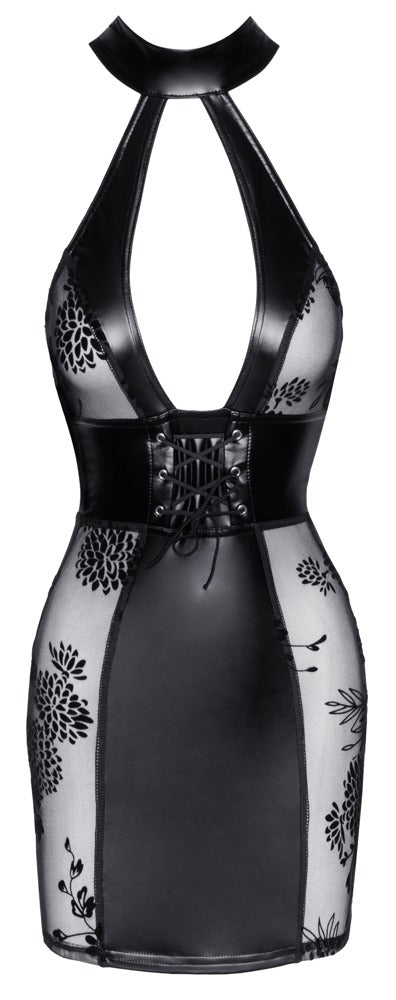 NOIR Wetlook-Minikleid mit Halsband-Neckholder
