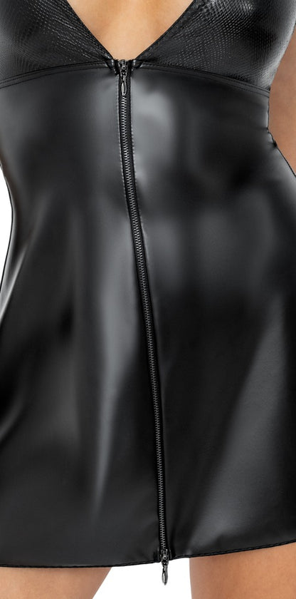 NOIR Wetlook-Kleid in Schlangenhaut-Optik