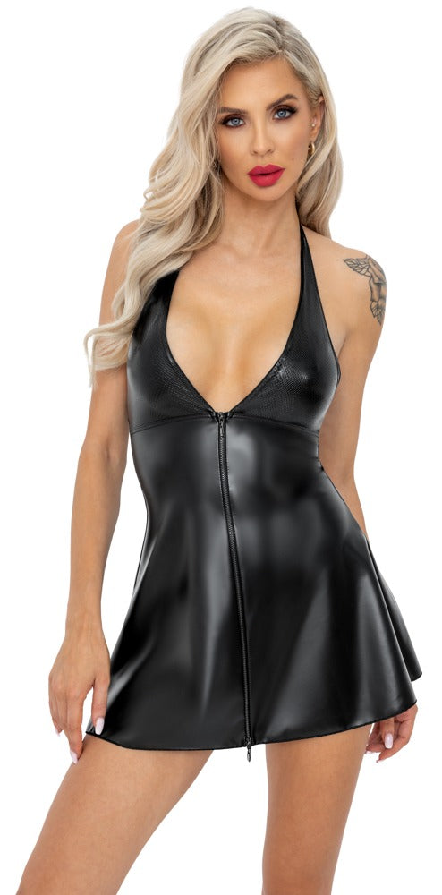 NOIR Wetlook-Kleid in Schlangenhaut-Optik