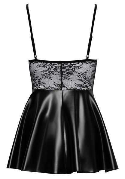NOIR Wetlook-Kleid mit Spitzenoberteil