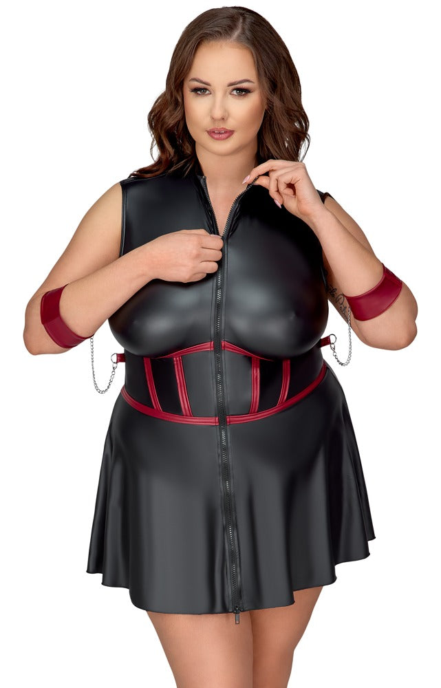 Cottelli Bondage-Minikleid mit Mieder-Optik, Armfesseln und Augenmaske