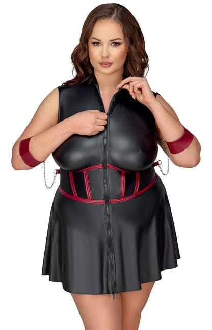 Cottelli Bondage-Minikleid mit Mieder-Optik, Armfesseln und Augenmaske