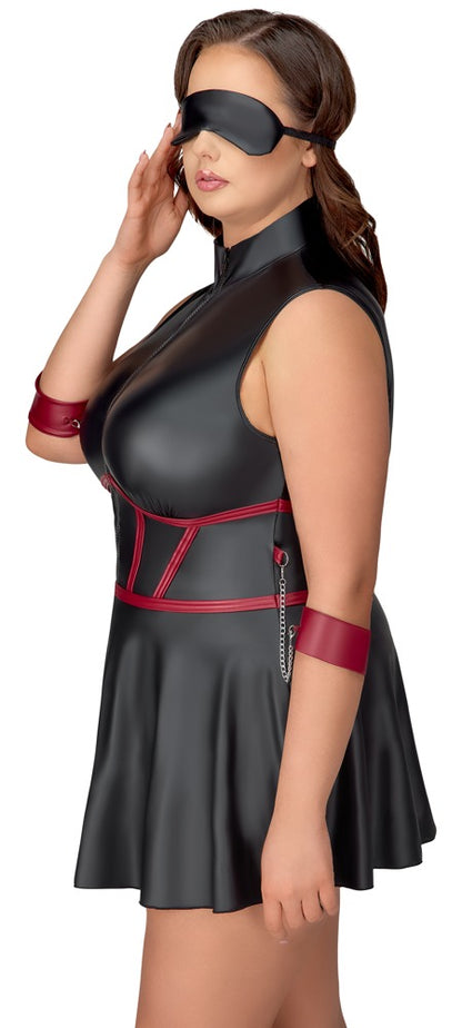 Cottelli Bondage-Minikleid mit Mieder-Optik, Armfesseln und Augenmaske