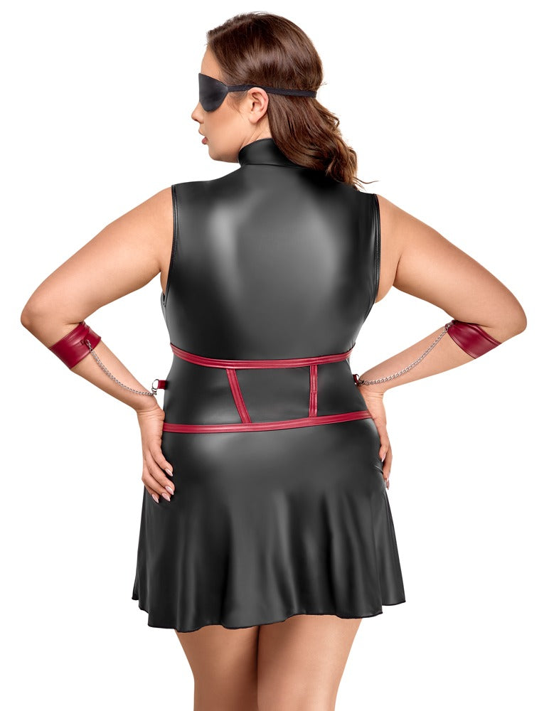 Cottelli Bondage-Minikleid mit Mieder-Optik, Armfesseln und Augenmaske