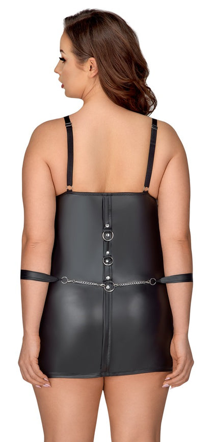 Cottelli Bondage-Minikleid mit Reißverschluss-Cups und Handfesseln
