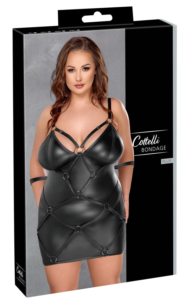 Cottelli Bondage-Minikleid mit Reißverschluss-Cups und Handfesseln
