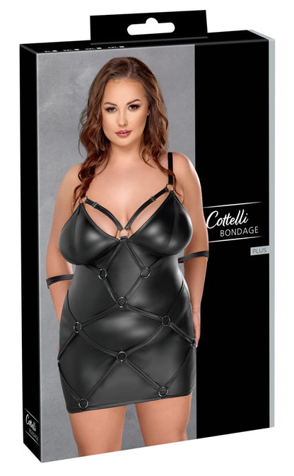 Cottelli Bondage-Minikleid mit Reißverschluss-Cups und Handfesseln
