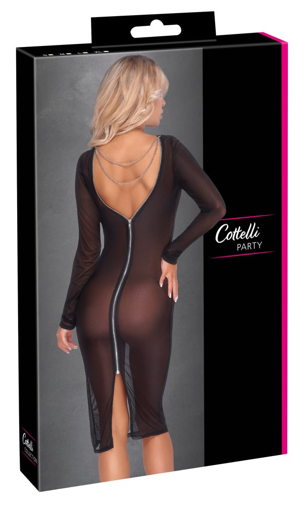 Cottelli Powernet-Kleid knielang mit Gehschlitz