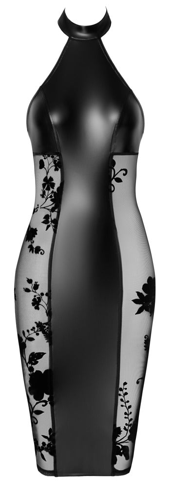 NOIR Wetlook-Kleid mit Powernet-Einsätzen