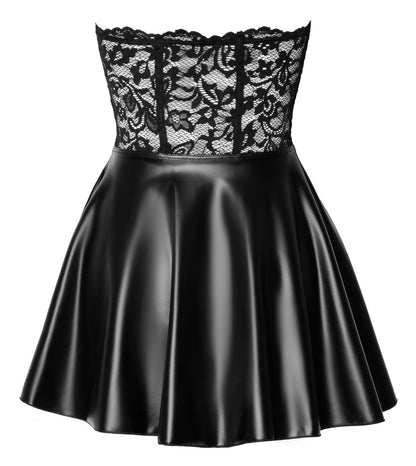 NOIR Wetlook-Corsagenkleid mit Spitze