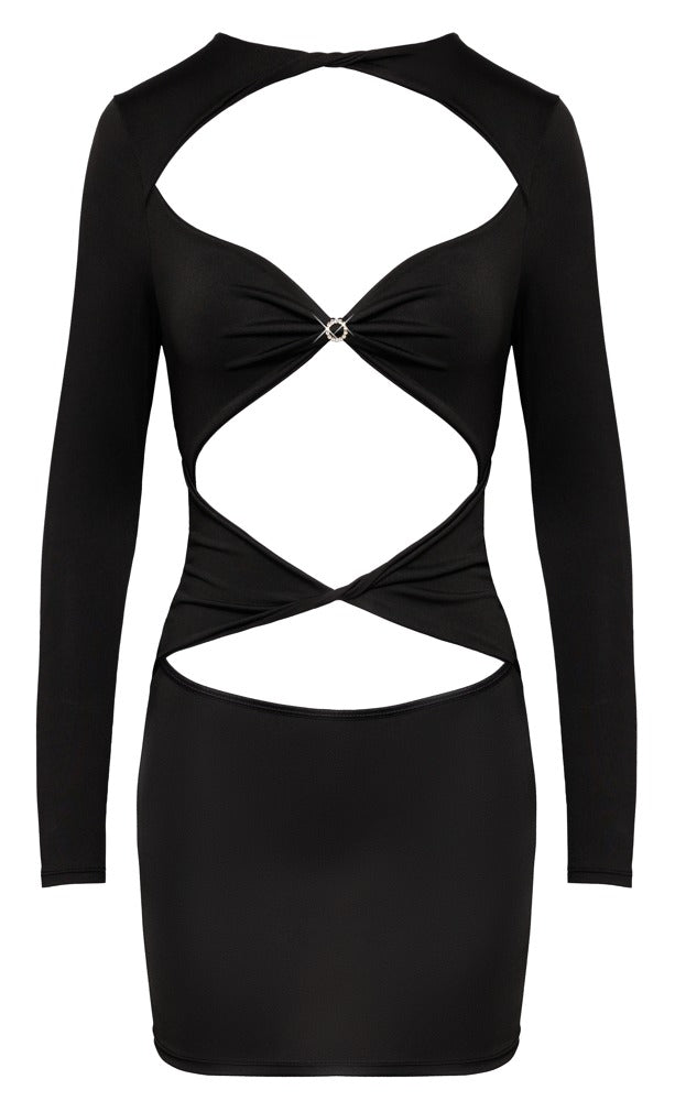 Cottelli Langarm-Minikleid mit Cut-outs und Strassring