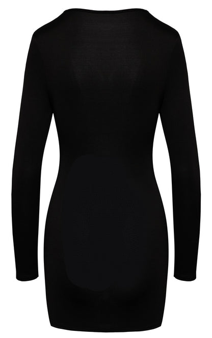 Cottelli Langarm-Minikleid mit Cut-outs und Strassring
