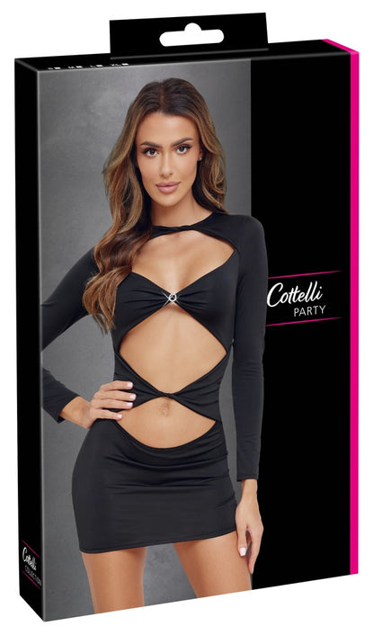Cottelli Langarm-Minikleid mit Cut-outs und Strassring