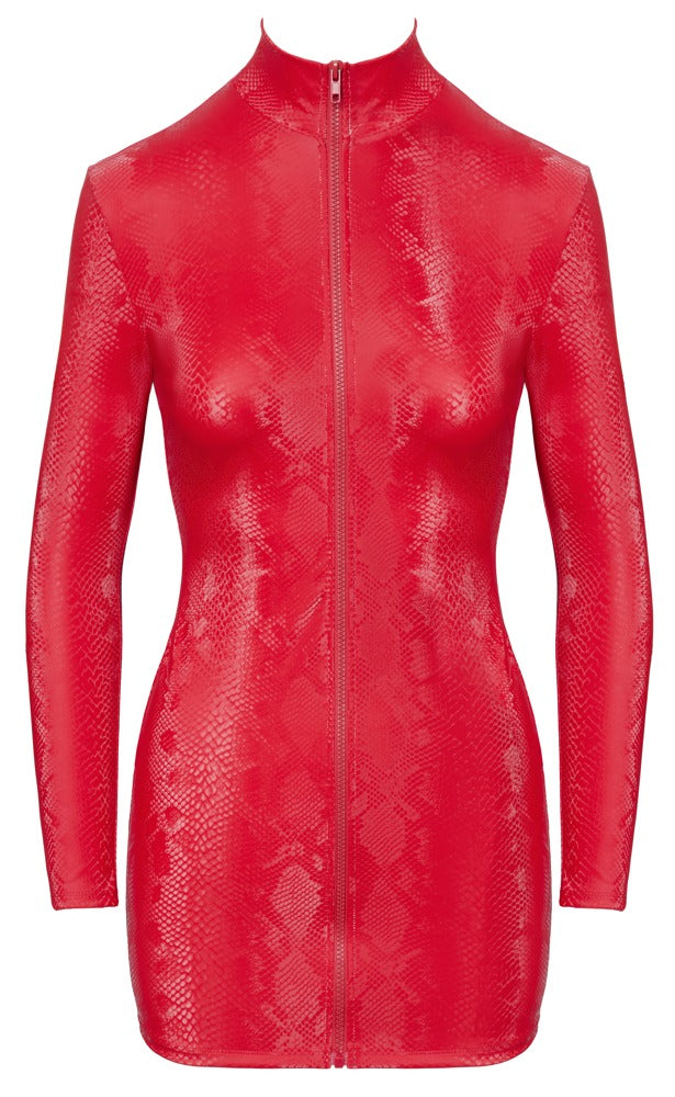 Cottelli Langarm-Minikleid in Schlangen-Optik, Rot