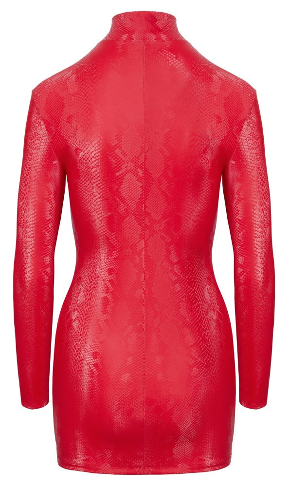 Cottelli Langarm-Minikleid in Schlangen-Optik, Rot