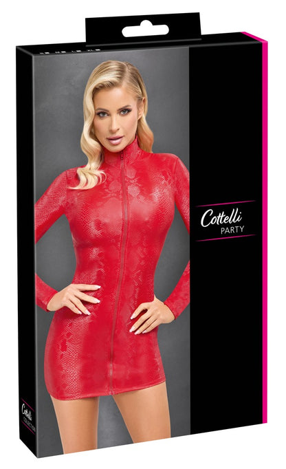 Cottelli Langarm-Minikleid in Schlangen-Optik, Rot