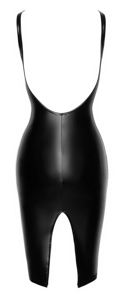 NOIR Wetlook-Trägerkleid, knielang