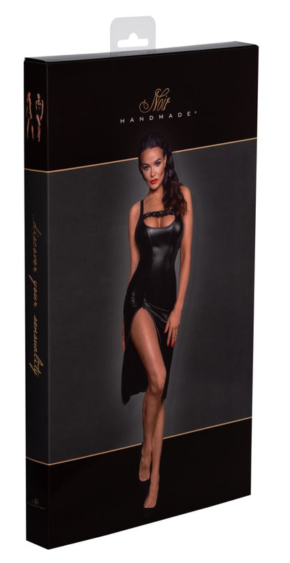 NOIR Wetlook-Trägerkleid, knielang