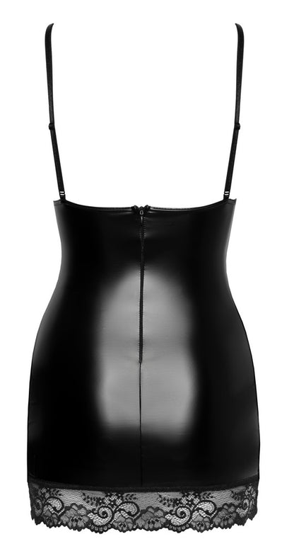 NOIR Wetlook-Minikleid mit Spitze