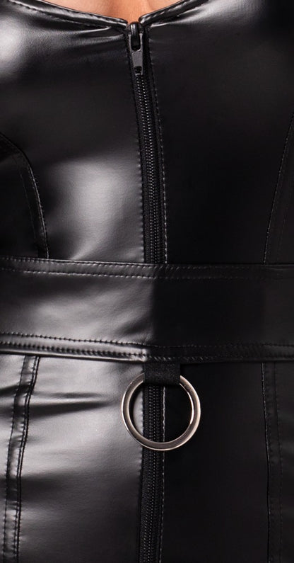 NOIR Wetlook-Trägerkleid mit Zierring