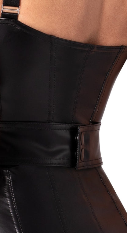 NOIR Wetlook-Trägerkleid mit Zierring