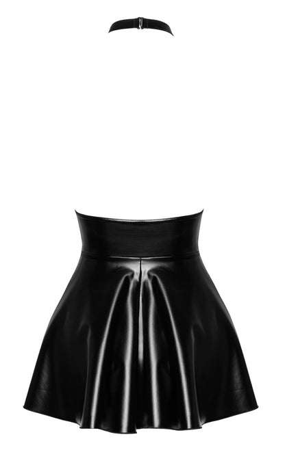 NOIR Wetlook-Neckholder-Minikleid mit Schnürung