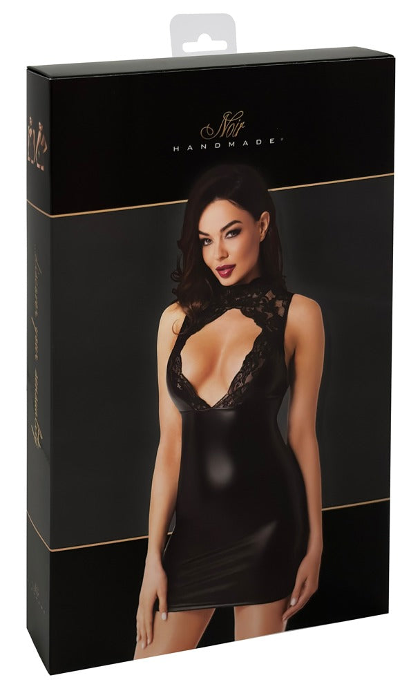 NOIR Wetlook-Minikleid mit Spitzen-Cups