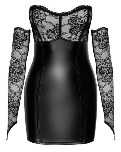 NOIR Wetlook-Tubekleid mit Armstulpen