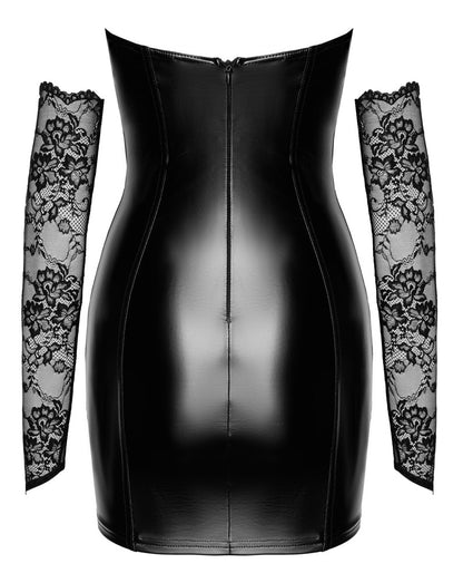 NOIR Wetlook-Tubekleid mit Armstulpen