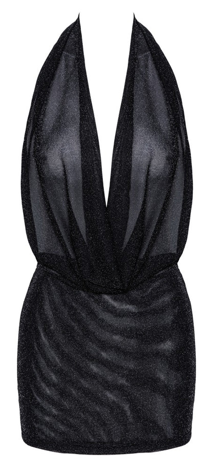 NOIR Neckholder-Minikleid mit Silberschimmer