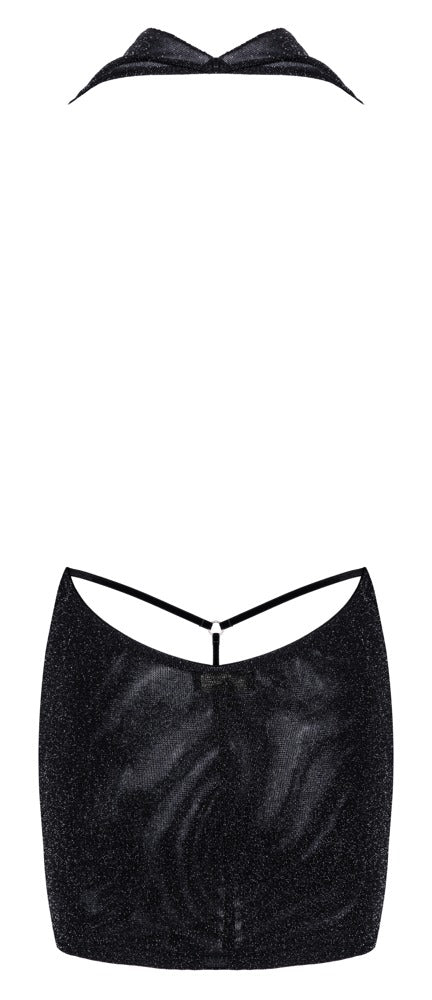 NOIR Neckholder-Minikleid mit Silberschimmer