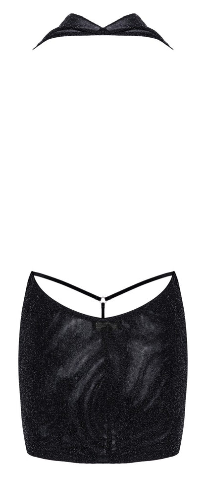 NOIR Neckholder-Minikleid mit Silberschimmer