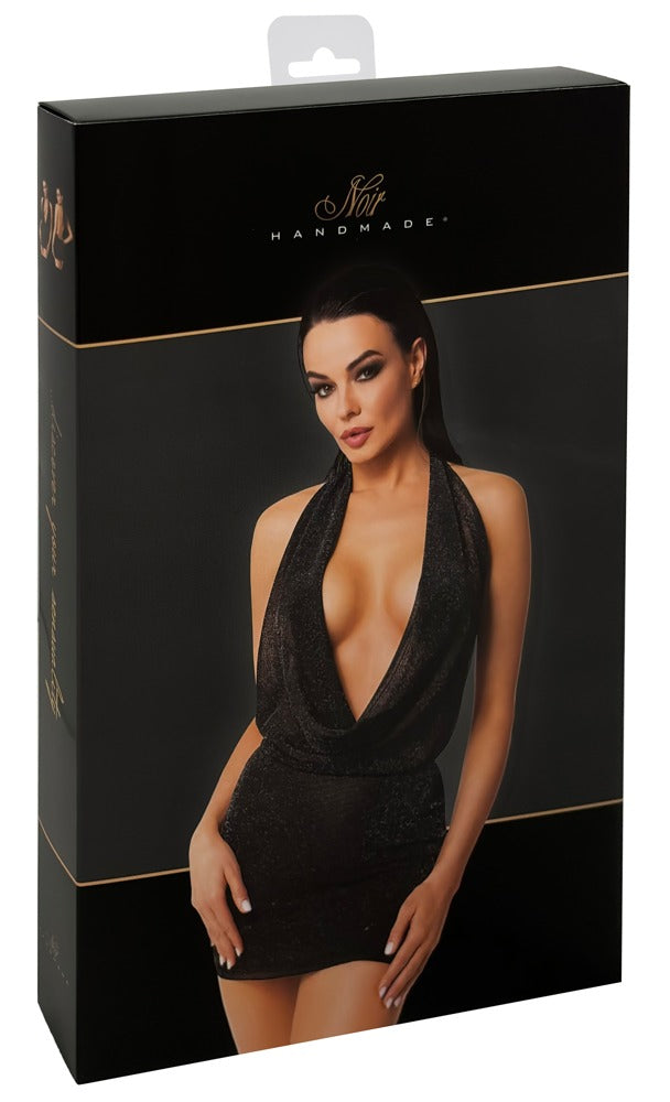 NOIR Neckholder-Minikleid mit Silberschimmer