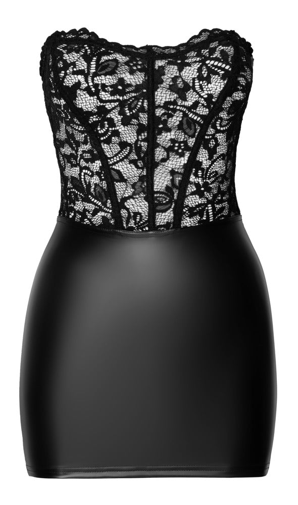 NOIR Wetlook-Tubekleid mit Rückenschnürung