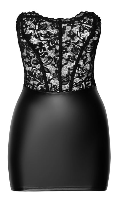 NOIR Wetlook-Tubekleid mit Rückenschnürung